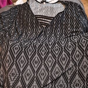Catherines Black and White Geometric Blouse